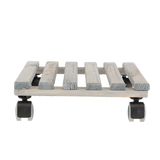 Vierkante indoor trolley met grijze houten plankjes en zwenkwielen, Esschert Design