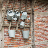 Oud zinken emmer 9,5 liter met hanggrepen, grijs