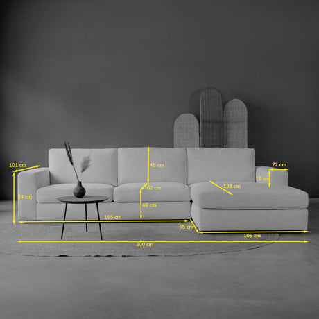 UNO met chaise longue rechts - Modesto 492