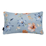 Sierkussen met paspel, blauw met bloemenprint en rechthoekig formaat