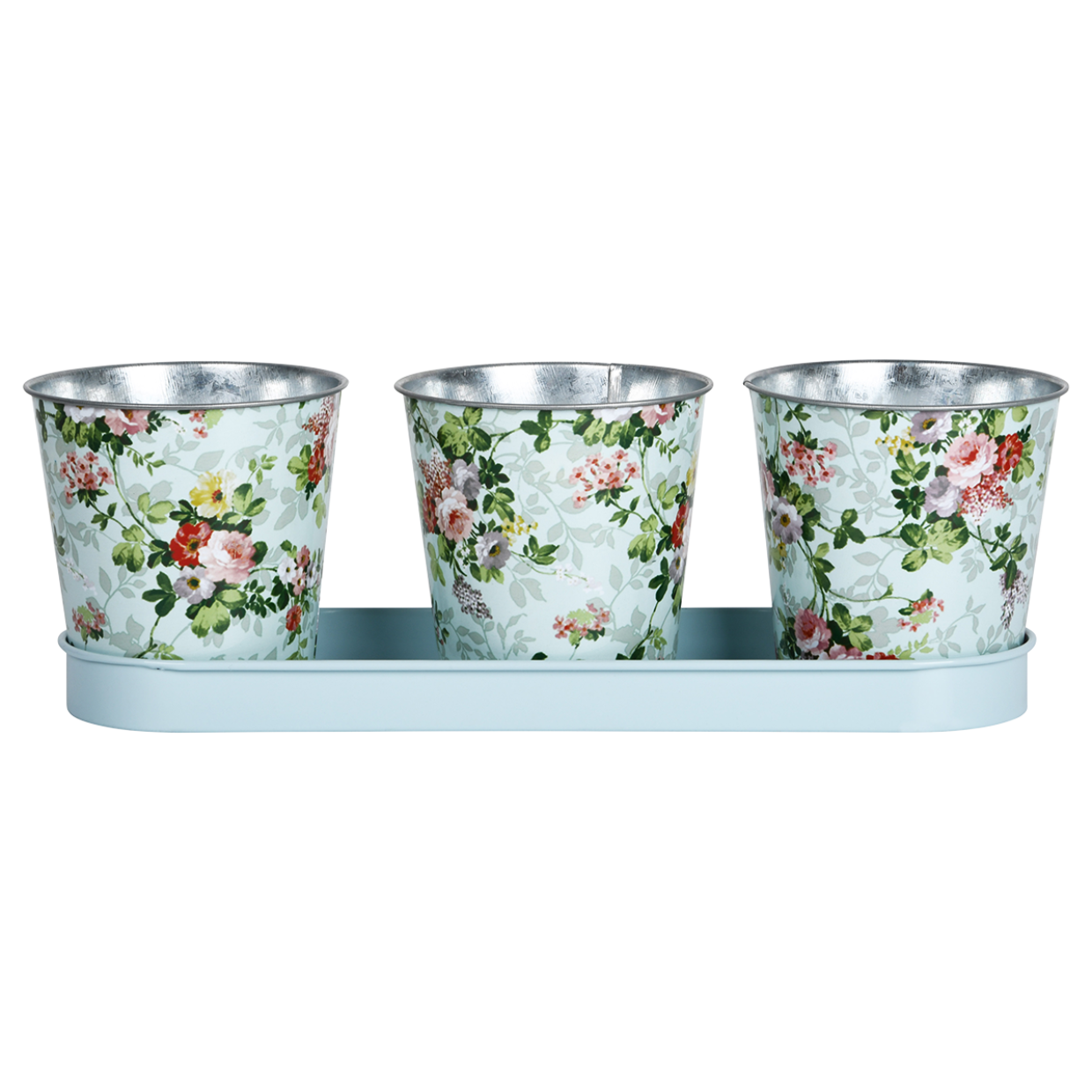 Esschert design - Roosprint 3 potjes op tray