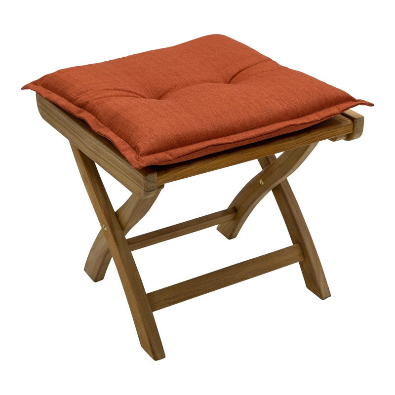 Terra zitkussen 50x50 cm op houten krukje, rechthoekig zitvlak met knoopstiksels