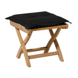 Zwart universeel zitkussen 50x50 cm op houten kruk, met doorgestikt patroon