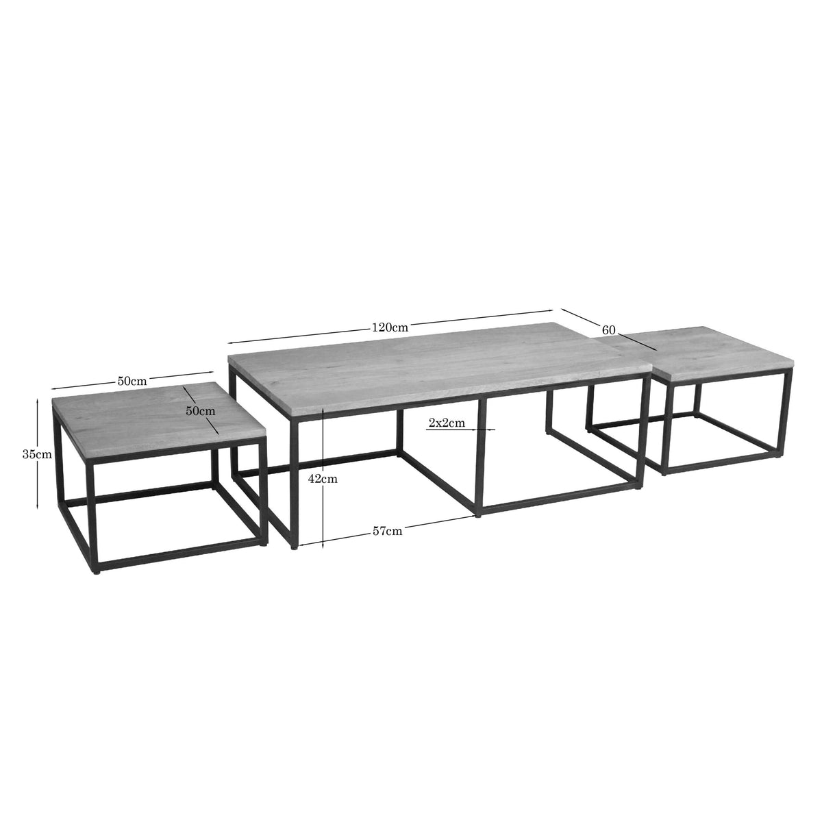 Langwerpige eettafel met rechthoekig houten blad en zwart metalen frame