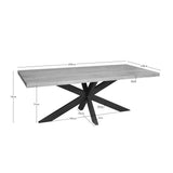 Rechthoekige eettafel, licht houten blad; 220×100 cm, 75 cm hoog, 6 cm dik