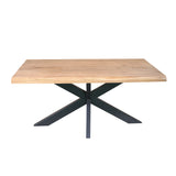 Boomstamtafel Dakota met rechthoofblad van licht hout en zwarte kruisvoet, 160 cm