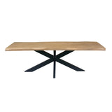Boomstamtafel Dakota met houten blad en zwarte metalen X-poot