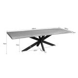 Boomstamtafel Dakota met houtblad en zwarte voet, maten 240×100×76 cm