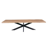 Boomstamtafel met rechthoekig eiken blad en X-vormige zwarte poot