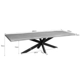 Boomstamtafel 300x100 cm met zwarte kruispoot, 76 cm hoog