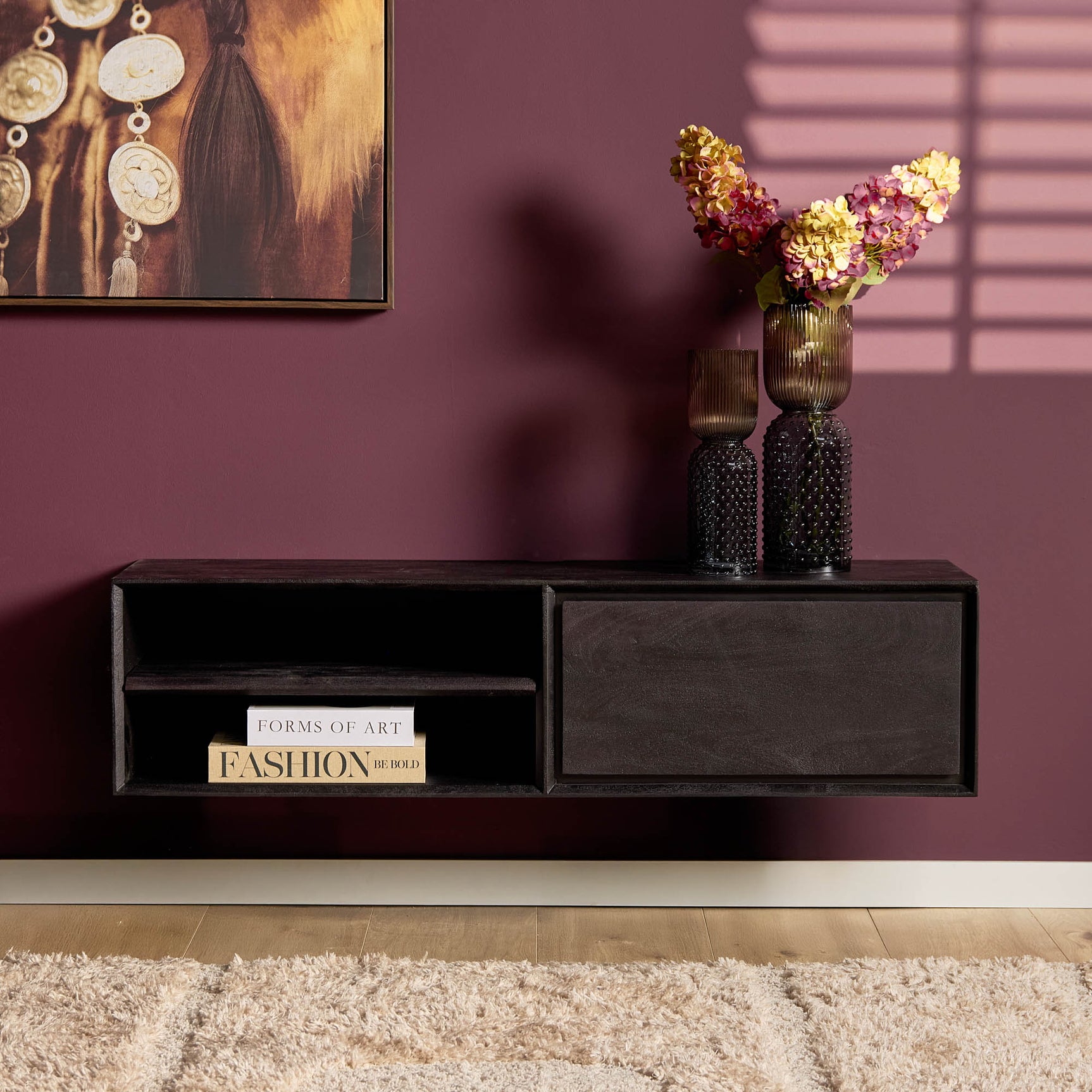 Zwevend tv-meubel Ambiance Zwart | 120 cm