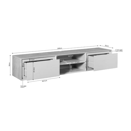 Zwevend tv-meubel Ambiance Bruin | 160 cm