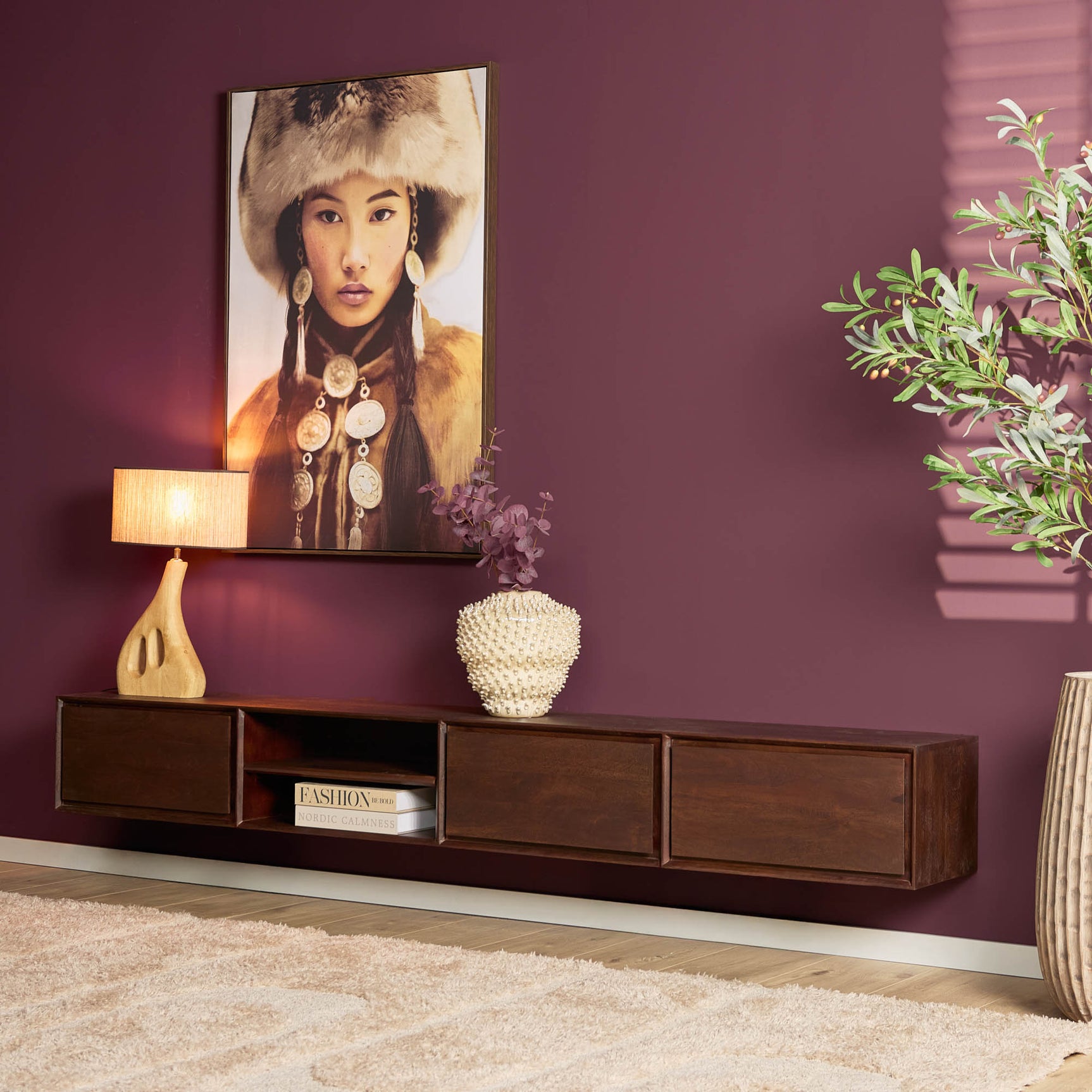 Zwevend tv-meubel Ambiance Bruin | 240 cm