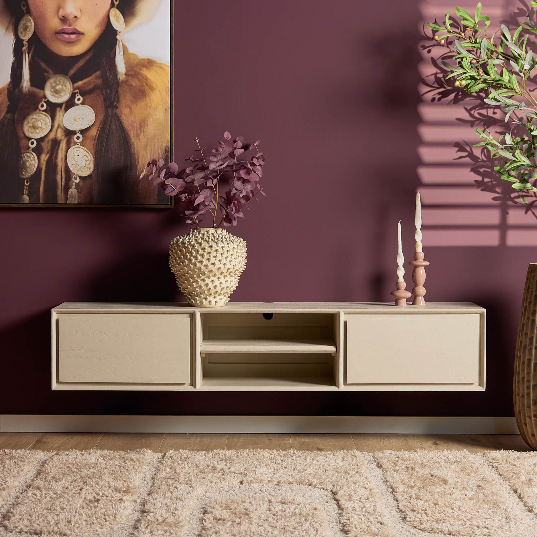 Zwevend tv-meubel Ambiance Zand | 160 cm