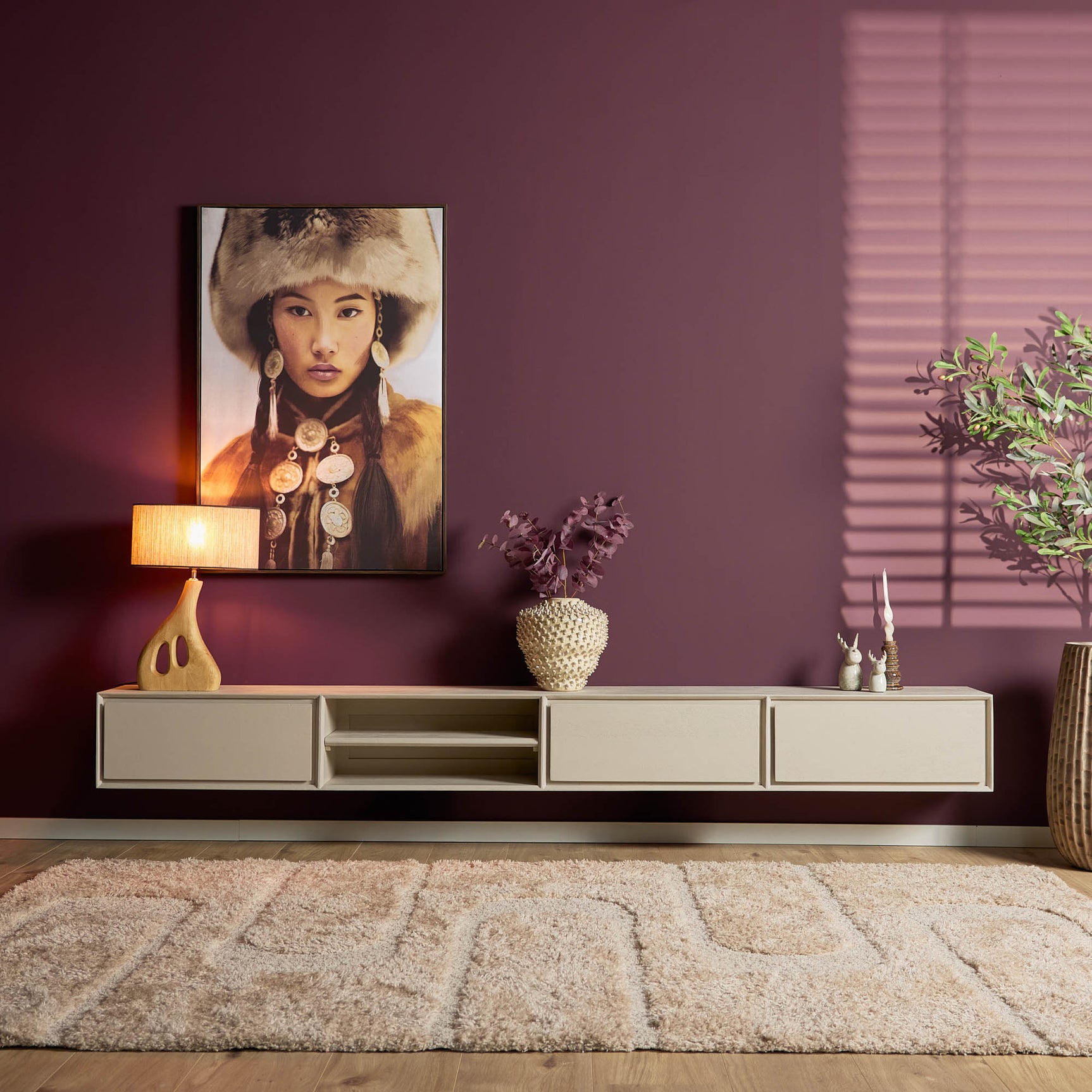 Zwevend tv-meubel Ambiance Zand | 240 cm