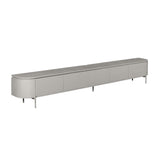 Taupe tv-meubel met lange ladefronten en smalle staanders