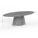 Ovale eettafel met afmetingen 240×120 cm en hoogte 75 cm, naturel hout