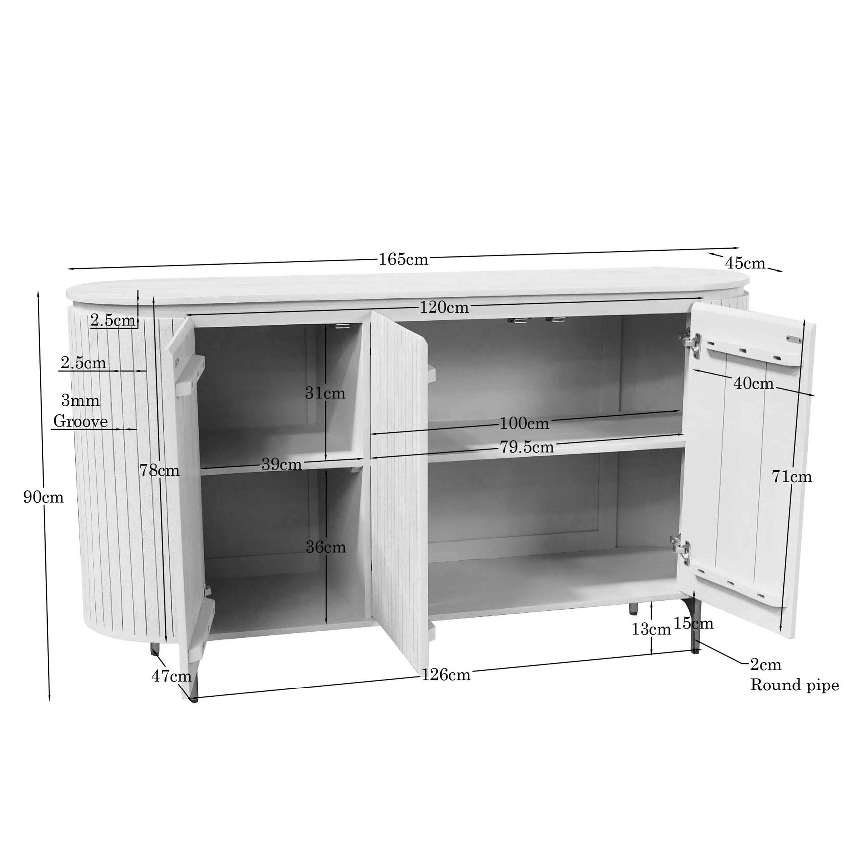Dressoir Solana Zand Mangohout 165 cm