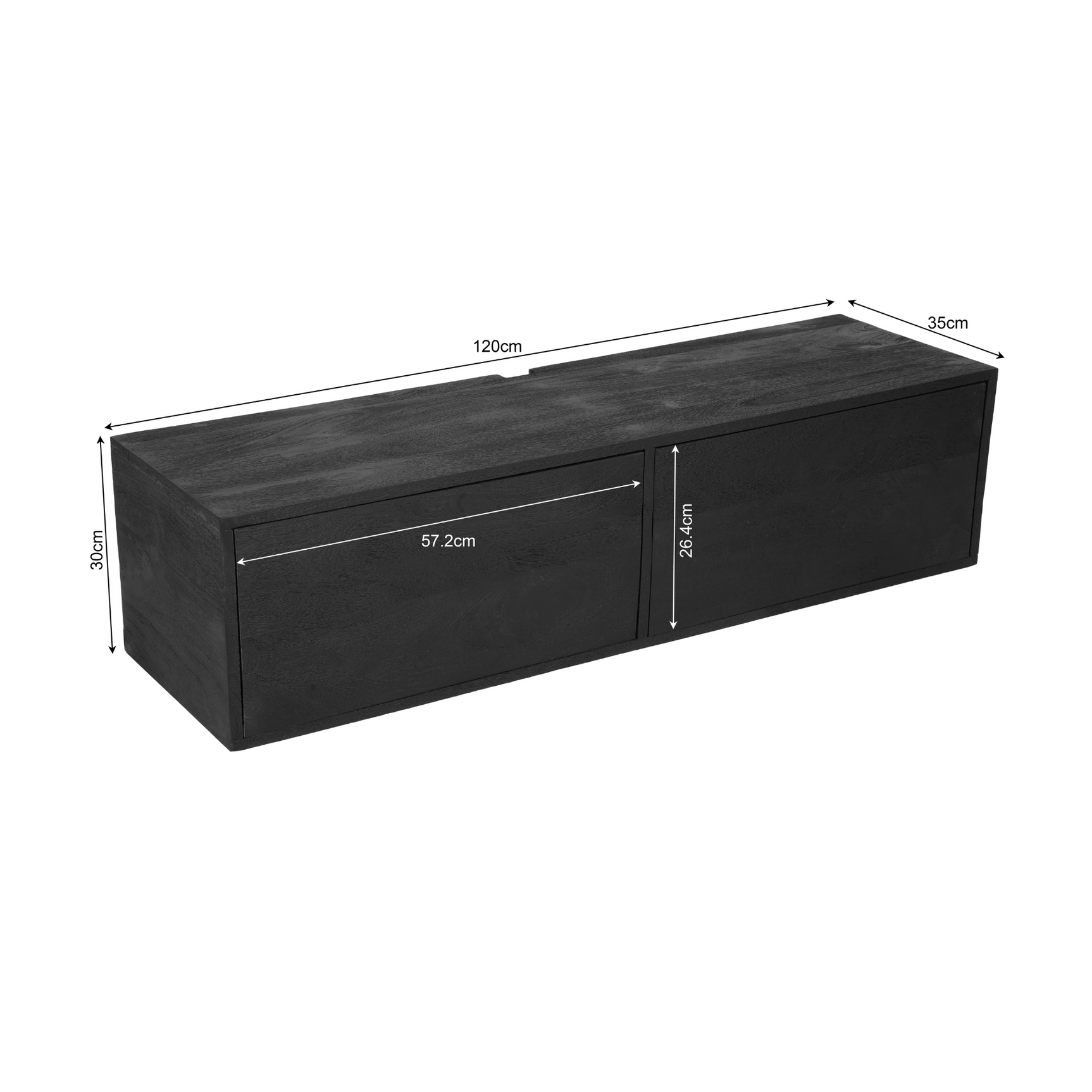 Vision zwevend tv-meubel 120×30×35 cm met twee deuren