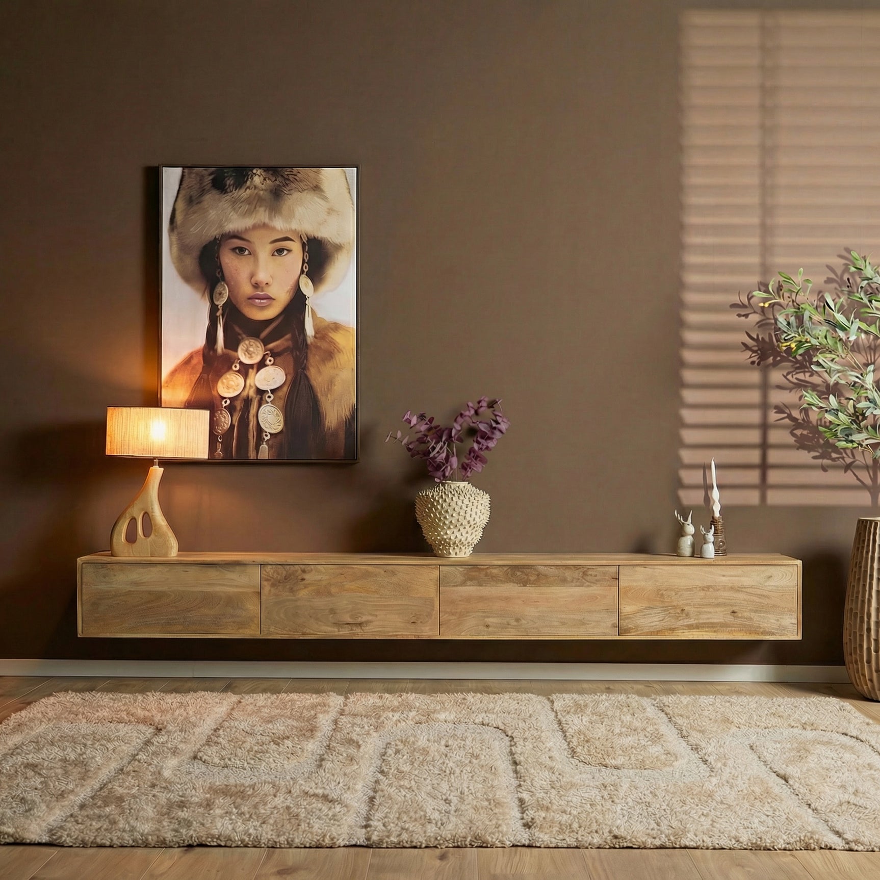 Zwevend tv-meubel Vision licht mango | 240 cm