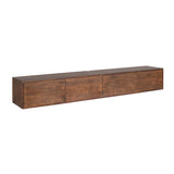 Zwevend tv-meubel Vision bruin hout met 4 frontpanelen en horizontale belijning