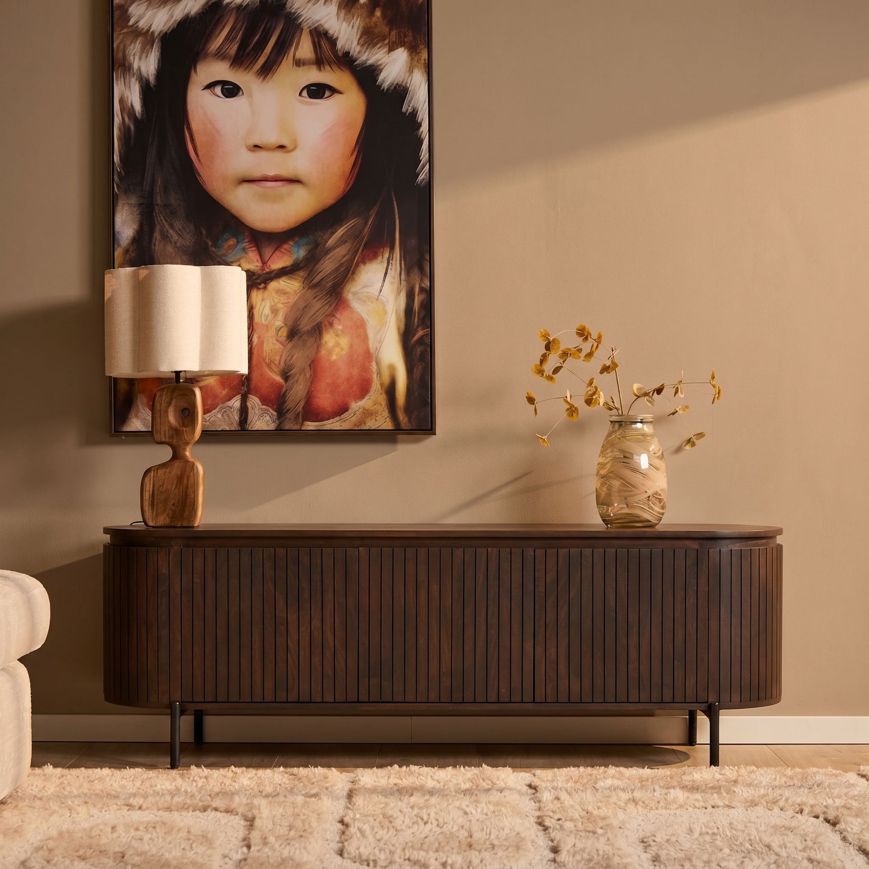 Tv-meubel Solana bruin mangohout 165 cm