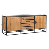 Dressoir Denver | Mangohout en staal | 210 cm