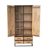 Kast Dakota 90 cm open: houten legplanken achter twee deuren en vier laden onder
