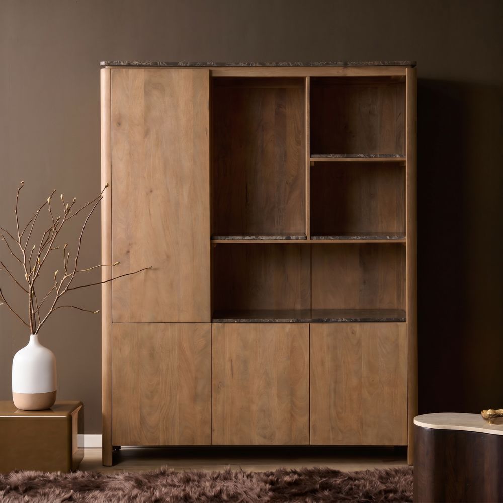 Vakkenkast XL Dallas Naturel Mangohout 160 cm