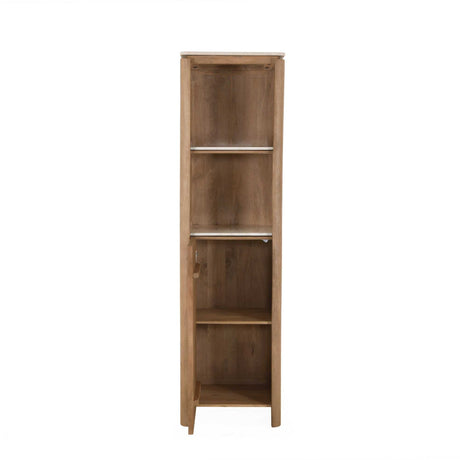 Boekenkast Dallas van mangohout met 4 open vakken, verticale planken, naturel