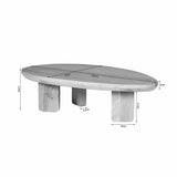 Salontafel Zillah maattekening: 130 cm breed, 30 cm hoog, 18 cm voet.