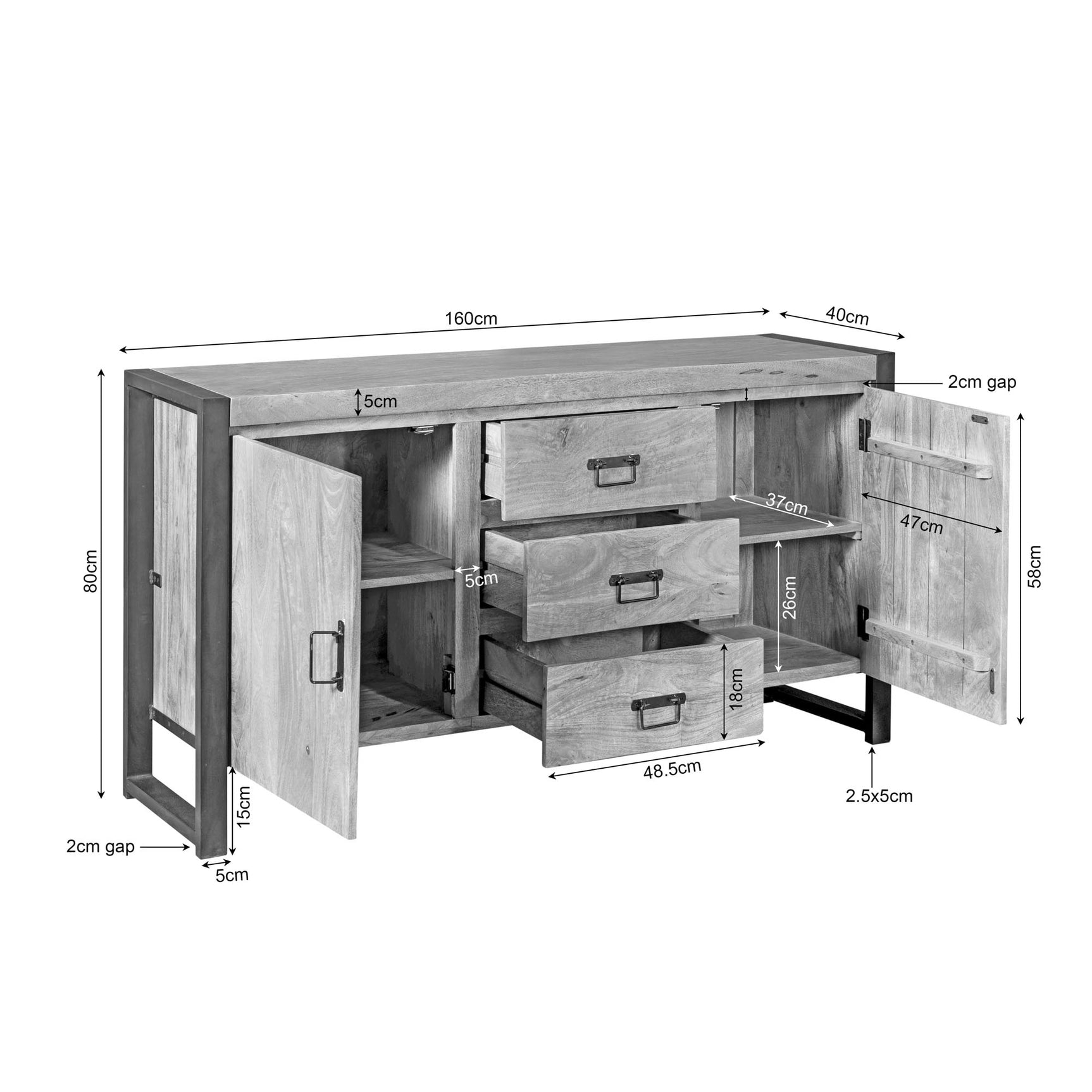 Dressoir Britt | 160 cm