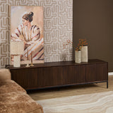 Tv-meubel Madison Brown bruin met verticale ribbelstructuur en lange deurpartijen