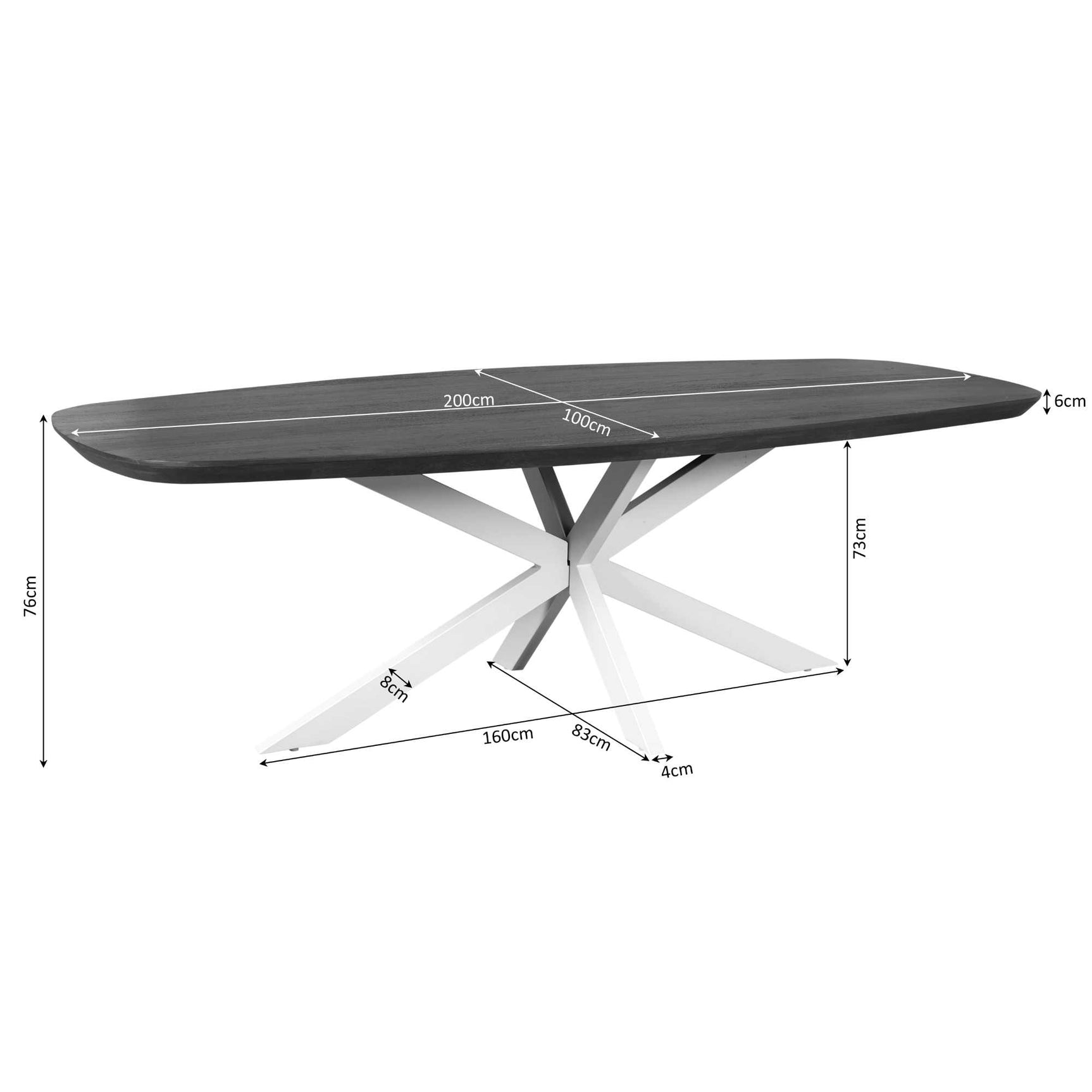 Eettafel Madison Bruin | 200 cm | Deens Ovaal | Poot Zand