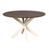 Ronde eettafel met rond donkerbruin blad en zandkleurige tredepoten