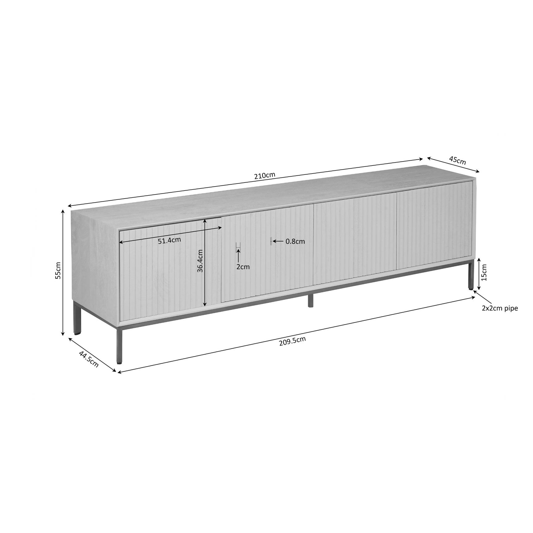Tv-meubel Madison Naturel | 210 cm