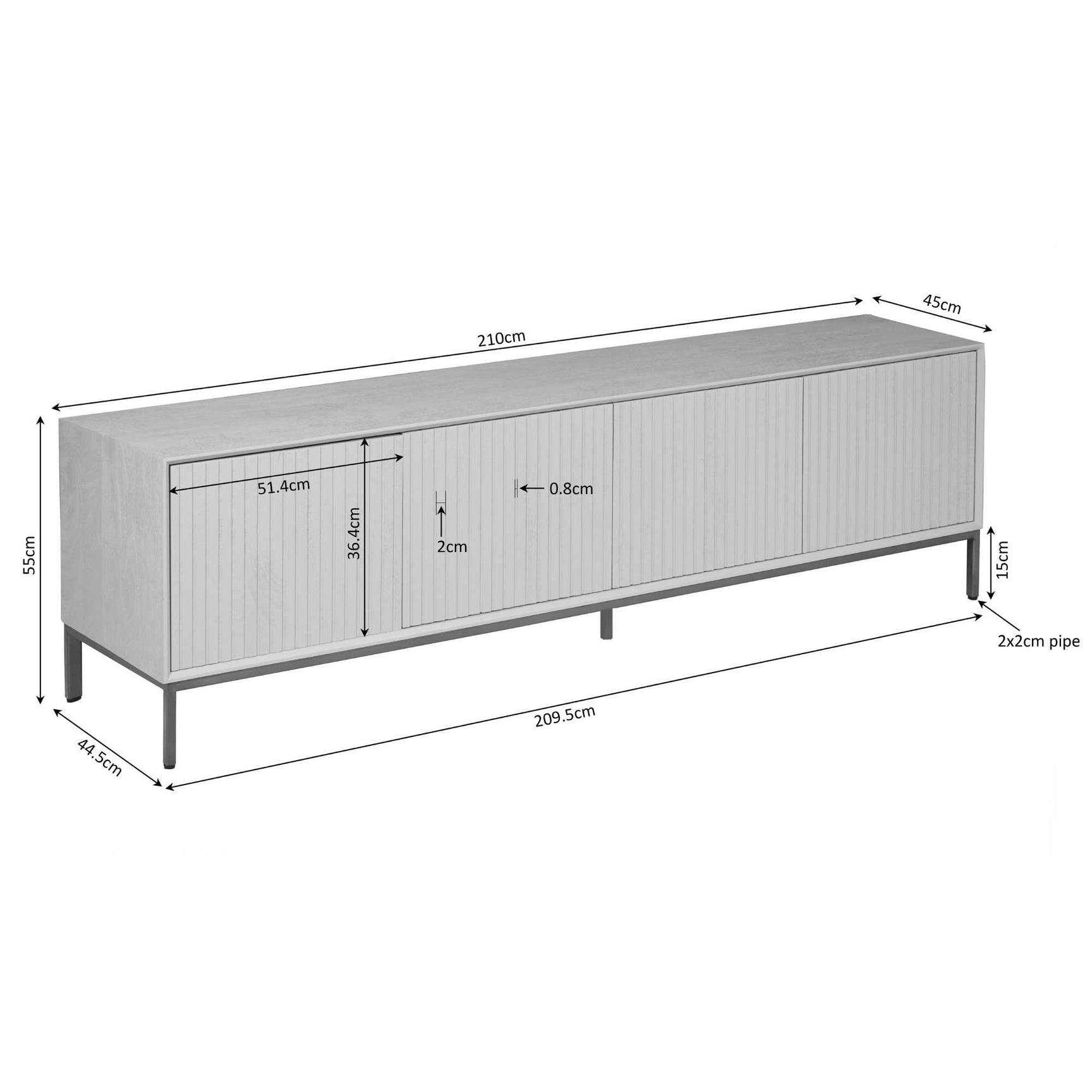 Tv-meubel Madison Naturel | 210 cm