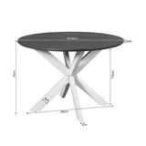 Ronde eettafel Madison met zwart blad en wit kruisonderstel, Ø130 cm