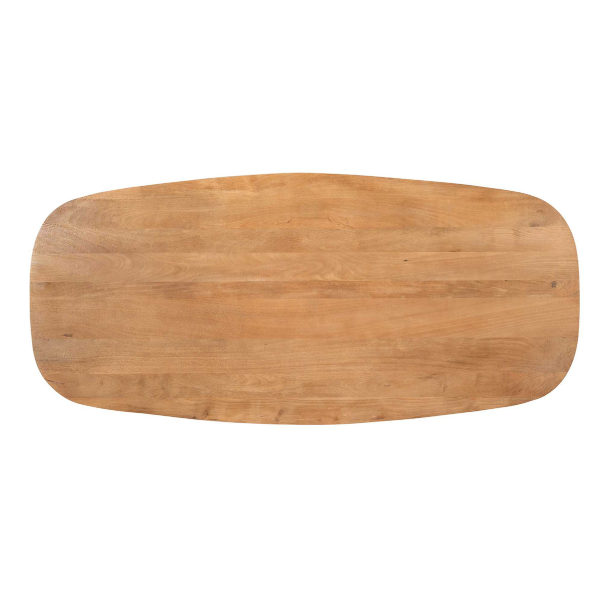 Ovale eettafel met naturel houten blad, gladde afwerking