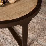 Close-up van licht houten blad en donkerbruine rand met pootverbinding