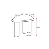 Technische tekening bijzettafel: 60 cm breed, 45 cm diep, 46 cm hoog, blad 3 cm dik