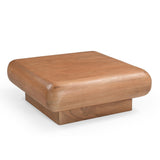 Houten salontafel met hoekige poten en afgerond blad, 80 cm