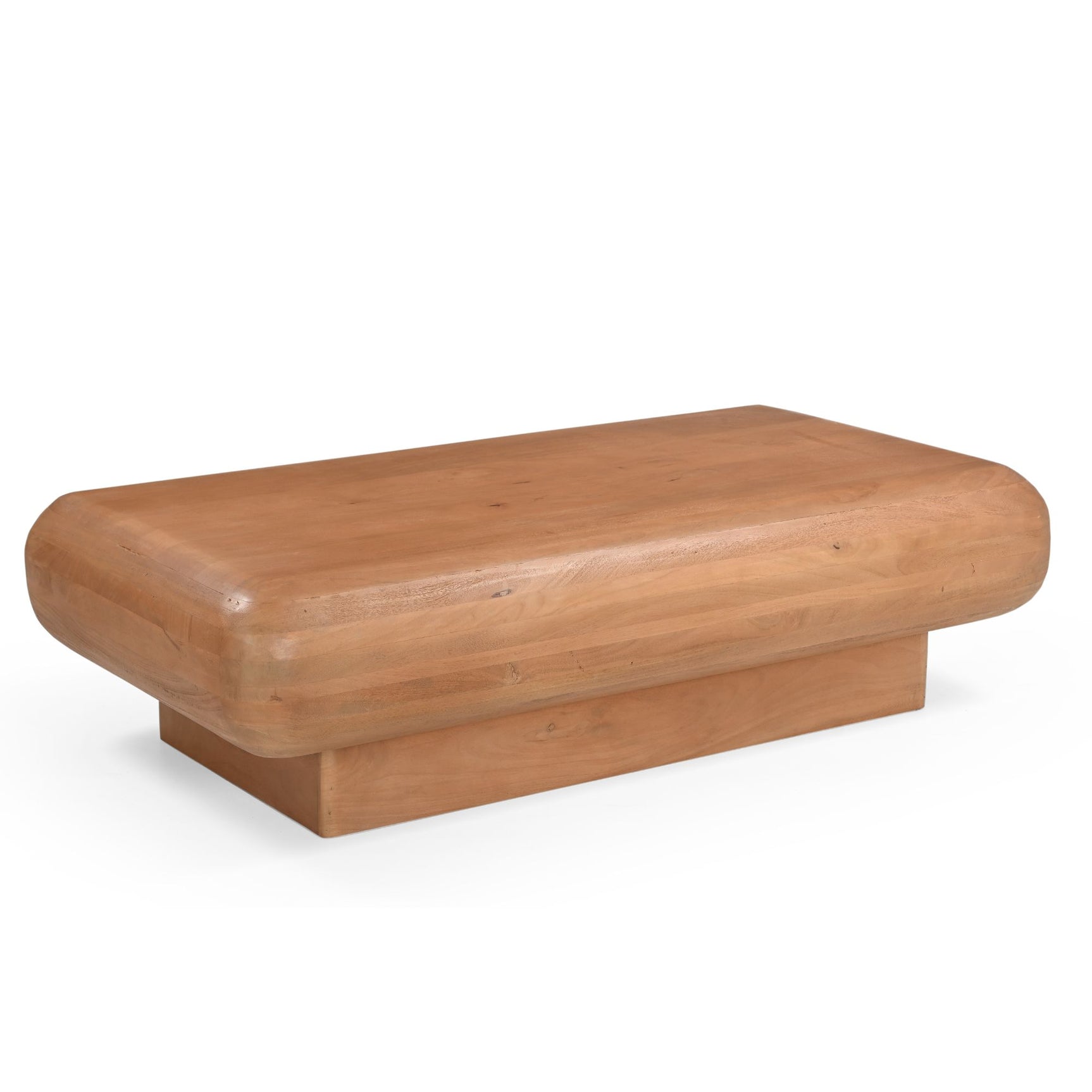 Houten salontafel met langwerpig blad en rechthoekig onderstel