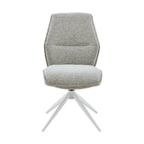 Beige eetkamerstoel Hera met hoge rug en ronde zitting, wit 3-poot onderstel