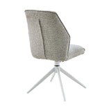 Beige eetkamerstoel Hera met verticale stiknaad op de rug, wit 3-poot onderstel