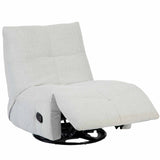 Lichtgrijze relaxfauteuil met opklapbare voetensteun en draaibare basis