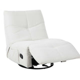 Relaxfauteuil Lazy lichtbeige stof, hoge rug en verstelbare zit met zwarte onderkant.