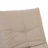 Relaxfauteuil rugdeel met beige stofstructuur en doorgestikte naden in het midden.