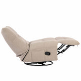 Taupe relaxfauteuil met liggedeelte, gestoffeerde rug en zwarte metalen constructie