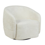 Fauteuil Yara in gebroken wit, ronde fauteuil met stoffering en armleuningen